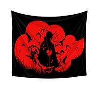 CoolChange Tapisserie murale d'anime avec Itachi Uchiha Uchiha Itachi dans Mangekyou Sharingan - Akatsuki - 130 x 145 cm