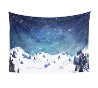 CoolChange Tapisserie murale paysage d'hiver - 145 x 130 cm - Tapisserie murale avec motif paysage de neige - Décoration de ciel d'hiver - Avec matériel de fixation - Bleu