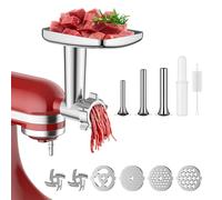 Coolcook Accessoire Hachoir à Viande pour KitchenAid, avec 4 Plaques de Broyage et 3 Tubes à Farcir pour de Hachoir