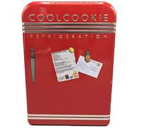 Coolcookie - Boîte cadeau élégante en tôle en forme de réfrigérateur rétro - Convient à un usage alimentaire - Volume : 2 l - Dimensions (L x l x H) :