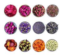 CoolCrafts 12 Sac Fleurs Séchées Naturelles Fleur Séchées pour Bougie Savon, Boutons de Roses Séchés Fleur Jasmin