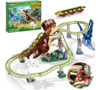 Cooldele Kit de construction de chemin de russe de dinosaure à manivelle - 1122 pièces - Comprend 1 chariot ferroviaire - Adultes et enfants de 8 à 12 ans