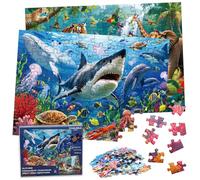 COOLDELE Puzzles pour Enfants de 4 à 8 Ans, Puzzles de 2 x 100 pièces avec des Animaux Marins et forestiers, Cadeaux de Noël pour Enfants de 4 5 6 7 8 (2 Sets)