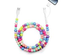 Coolden Câble USB 2 en 1 USB C iPhone Chargeur Cable Coloré Perles Charge Rapide Multi USB Cable pour iPhone 16/15/14/13Pro Max XR/X/8/87/iPad Pro/Air, Samsung Galaxy S25/S24/S23/A54/A34, Xiaomi