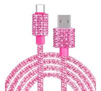 Coolden Cable USB C 1.2M 66W Chargeur USB C vers USB Charge Rapide Câble Chargeur Bling Diamants Cable pour iPhone 15 16 Pro Samsung S25 S24 S23 Ultra S20 S21 A54 iPad Pro Air MacBook Pro Switch Rose