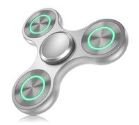 Coolden Hand Spinner Métal EDC Jouets Fidget Toys Lumineux dans L'obscurité | High Speed Stainless Steel Bearing 2-5 Min Fidget Spinner Sensoriel Anti-Stress ADHD Tri Spin pour Enfants Adultes Argent