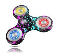 Coolden Hand Spinner Métal Fidget Toys Lumineux dans L'obscurité Jouets Durable High Speed Stainless Steel Bearing 2-5 Min Fidget Spinner Anti Stress ADHD Tri Spin pour Enfants Adultes Gris Coloré