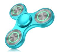 Coolden Hand Spinner Métal Fidget Toys Lumineux dans L'obscurité Jouets Durable High Speed Stainless Steel Bearing 2-5 Min Fidget Spinner Anti Stress ADHD Tri Spin pour Enfants Adultes Gris Bleu