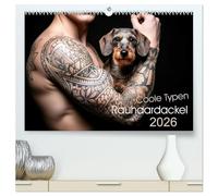 Coole Typen - Rauhaardackel (hochwertiger Premium Wandkalender 2026 DIN A2 quer), Kunstdruck in Hochglanz: Rauhaardackel sind die Super-Models mit Herz und Ausstrahlung