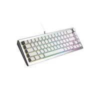 Cooler Master CK720 Clavier de jeu mécanique remplaçable à chaud 65 % argent/blanc, Kailh Box V2 Commutateurs blancs à clic doux, RVB personnalisable, connectivité USB-C, cadran 3 voies, QWERTY