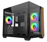 Cooler Master Boîtier PC Elite 481 Wood Micro-ATX panneau vitré Noir