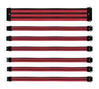 Cooler Master Kit Câbles d'Extension PSU - Calibre 16AWG, Gaine PVC 3 Couches, Rallonge Compatible ATX, Longueur 30cm, avec Câble CPU 8 Broches pour Alim. 16-EPS inclus - Rouge & Noir