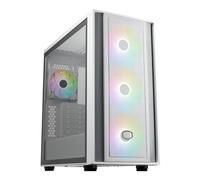 Cooler Master MasterBox 600 Boîtier tour intermédiaire ATX blanc, carte mère rétroconnectée Asus | MSI | Gigabyte, GPU Max 410 mm, AIO Max, type C, verre trempé, triple SickleFlow PWM 140 mm, FineMesh