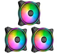 Cooler Master MasterFan MF140 Halo ARGB - Ventilateurs de Boîtier 140 mm, Éclairage RGB Adressable à Double Boucle, Pales Hybrides Incurvées, Capteur Intelligent Anti-Bourrage (Lot de 3)