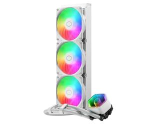 Cooler Master MasterLiquid 360 Core II CPU Watercooler - Refroidisseur AIO 360mm (Max. 280W TDP), Pompe GR9 à Double Chambre, ventilateurs ARGB Gen 2 améliorés, Montage rapide kits AMD & Intel - Blanc