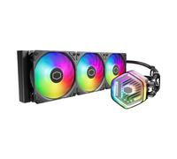 Cooler Master Refroidisseur liquide AIO à boucle fermée haute performance 360 Atmos, pompe à double chambre R9|i9, couvercle personnalisé, PWM Sickleflow Edge, éclairage aRVB, AMD Ryzen AM5|4