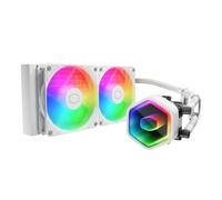 Cooler Master Refroidisseur liquide pour processeur AIO blanc 240 Core II, R9|U7|i7, pompe G9R à double chambre, miroir infini, tube de 400 mm, radiateur 240 mm, ventilateur PWM 120 mm, AMD Ryzen AM5|