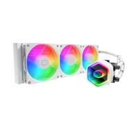 Cooler Master Refroidisseur liquide pour processeur AIO blanc 360 Core II, R9|U9|i9, pompe G9R à double chambre, miroir infini, tube de 400 mm, radiateur 360 mm, ventilateur PWM 120 mm, AMD Ryzen