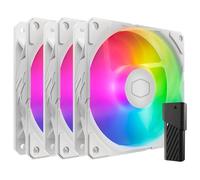 Cooler Master SickleFlow Edge 120 ARGB Kit de 3 ventilateurs, 3x 120mm (690~2500 RPM, PWM), Haut Flux d'air (70.7 CFM) & Pression statique (3.61mmH2O), ARGB Gen 2, Contrôleur LED, 32.8 dBA max - Blanc
