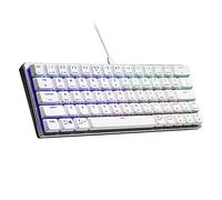 Cooler Master SK620 Clavier mécanique 60 % blanc argenté avec commutateurs marron discrets, touches améliorées et design en aluminium brossé