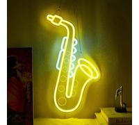 CoolGift Mart Applique murale néon LED à intensité variable alimentée par USB - Décoration pour chambre à coucher, salon, studio de musique - Cadeau pour les amateurs de saxophone et les amateurs de