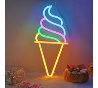 CoolGift Mart Enseigne néon à DEL à intensité variable pour décoration murale de magasin de crème glacée, alimentée par USB avec 5 lumières de couleur, idéale pour magasin de desserts, bar, fête,