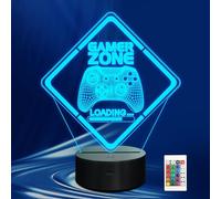 CoolGift Mart Gamer Zone Night Light avec graphique Gamepad, lampe LED à illusion 3D, télécommande tactile 16 couleurs - pour les joueurs, les adolescents