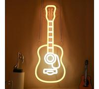 CoolGift Mart Guitare acoustique néon lumière LED à intensité variable néon signe mural alimenté par USB Décorations pour chambre à coucher, salon, homme, grotte, studio de musique, cadeau pour