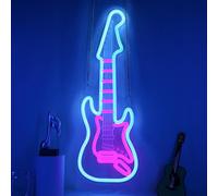 CoolGift Mart Lampe néon LED à intensité variable pour guitare électrique, alimentation USB, décoration pour chambre à coucher, salon, studio de musique, cadeau pour guitaristes, guitaristes et