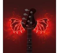 CoolGift Mart Support mural pour guitare avec ailes de diable lumineuses, étagère en bois acrylique avec alimentation USB, pour guitare acoustique, électrique, ukulélé, cadeau pour les amateurs de
