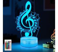 CoolGift Mart Veilleuse à illusion d'optique LED 3D avec 16 couleurs et télécommande, cadeau pour les amateurs de musique