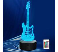 CoolGift Mart Veilleuse à illusion d'optique LED 3D avec télécommande et minuteur, cadeau pour guitaristes, amateurs de musique