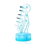 CoolGift Mart Veilleuse pour guitare acoustique et support de médiator LED avec télécommande et minuteur, lampe à illusion d'optique 3D et affichage de rangement pour médiators, cadeau pour