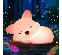 CoolGift Mart Veilleuse renard en silicone pour filles de 8 à 12 ans, lampe renard pour enfants, bébés, femmes, crèche, lumière animale avec contrôle tactile, minuterie et rechargeable par USB