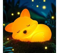 CoolGift Mart Veilleuse Renard, Jolie Veilleuse en Silicone Renard Cadeaux pour Enfants, Lampe Renard pour Filles Garçons Enfant Bébé Chambre, Lumière Animale avec Contrôle Tactile, Minuterie et USB