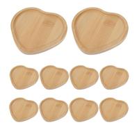 COOLHIYA 10 Pièces Socles Mosaïque de Bambou en Forme de Cœur - Base Rainurée Résistante à l’Eau pour Pots et Jardinières, Loisirs Créatifs et Décoration de Fête