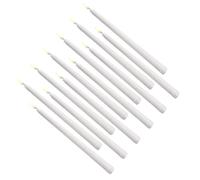 COOLHIYA 12pcs Bougies Électroniques LED sur Longue Perche Blanc en Plastique, Lumière LED Halloween Design Réaliste et Économie D'énergie, Lampe à Bougie Décorative Légère pour Fêtes