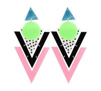 COOLHIYA 1paire Exagéré Géométrique Éclats Oreilles Fluorescentes Multicouches pour Femmes Éclats Oreilles Pendantes Chic et Uniques pour Partie Mode Mariage
