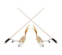 COOLHIYA 2pcs Jouets pour Chatons Interactifs avec Plumage en Bois et Corde de Coton, Excitateur pour Chats, pour Jeux Intérieurs et Stimulation Active