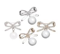 COOLHIYA 4 Pièces Broches Nœud en Cristaux en Alliage, Accessoire Élégant pour Fixer Col et Châles, pour Sublimer Votre Tenue