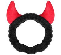 COOLHIYA Bandeau à Cornes en Peluche Noir pour Soins du Visage Serrage-tête Doux et Confortable pour Se Laver le Visage au Spa et Usage Quotidien