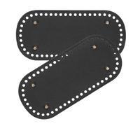 COOLHIYA Base Crochet pour Paquet DIY en Cuir Pu Noir, Panneau de Base Rigide Perforé 22x10 Cm, Lot de 2 Pièces pour Paquet à Main et Broderie