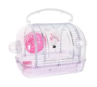 COOLHIYA Cage de Transport Rose pour Hamster et Cochon d'Inde en Plastique et Fer Cachette Sécurisée, pour Sorties et Voyages en Extérieur
