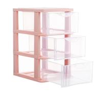 COOLHIYA Colonne Tiroir Rangement en Pp Transparent Boîte de Maquillage Pratique et Caisson Tiroir pour Bureau, Design Simple et Résistant aux Chutes, pour Bureau et Objets Ménagers