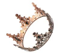 COOLHIYA Couronne Vintage en Cristaux Rouge Cuivre, Accessoire Coiffure Femme Baroque Rétro, Coiffe Couronne Mariage Fête Bal Cosplay, Alliage Léger et Solide, Décoration Élégante Cheveux