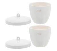 COOLHIYA Creusets en Porcelaine Couvercle Lot de 2 70 Ml pour Fusion de Bijoux et Analyses Chimiques en Laboratoire Haute Température