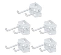 COOLHIYA Crochets en Acier Argenté Fiables et Résistants Lot de 5 pour Panneau Perforé, Design Simple et Lumineux pour Rangement Mural en Atelier ou Garage