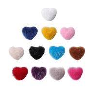 COOLHIYA Décoration de Clous DIY Absorption Détachable Toucher Confortable 12pcs Boule Peluche de Cœur Accessoire Créatif Couleur Aléatoire pour Nail Art à Domicile ou
