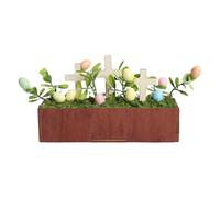 COOLHIYA Décoration de Pâques pour table : Bonsaï de bureau en forme de croix, œuf artificiel en mousse, pour décorer une table de fête à la maison - Décoration d'œuf de Pâques originale pour