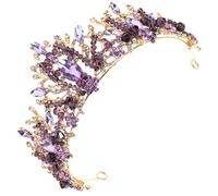 COOLHIYA Diadème de Mariée avec Pierres Brillantes en Alliage de Zinc Léger Violet Accessoire Chic et Unique et Verre Transparent pour Mariage et Occasions Spéciales